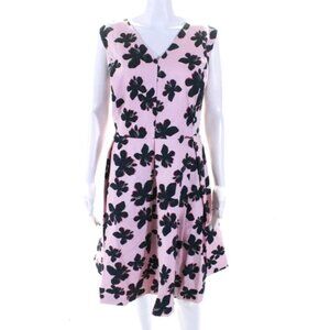 Draper James X ELOQUII  Floral Print A-Line Pleated Dress Pink Black Size 20